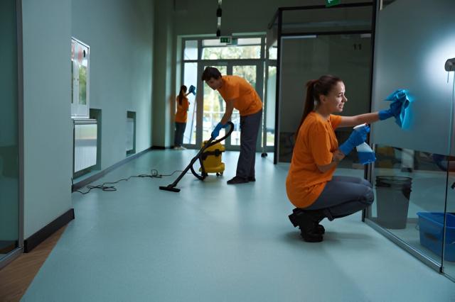 energetic cleaners doing their job
